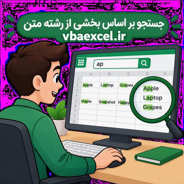 جستجو بر اساس بخشی از رشته متن