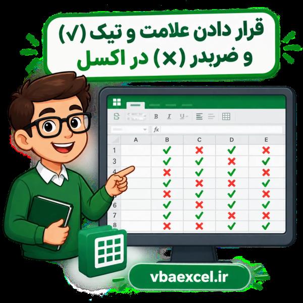 قرار دادن علامت و تیک (√) و ضربدر (×) در اکسل